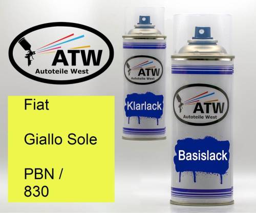 Fiat, Giallo Sole, PBN / 830: 400ml Sprühdose + 400ml Klarlack - Set, von ATW Autoteile West.